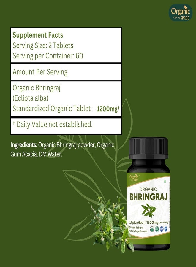 ORGANIC SPREE Bhringraj 120 Tablets | Eclipta Alba (Bhringraj) | USDA Organic Certified | Ayurvedic Hair Care* | Organic and Natural 120tab - Image 4